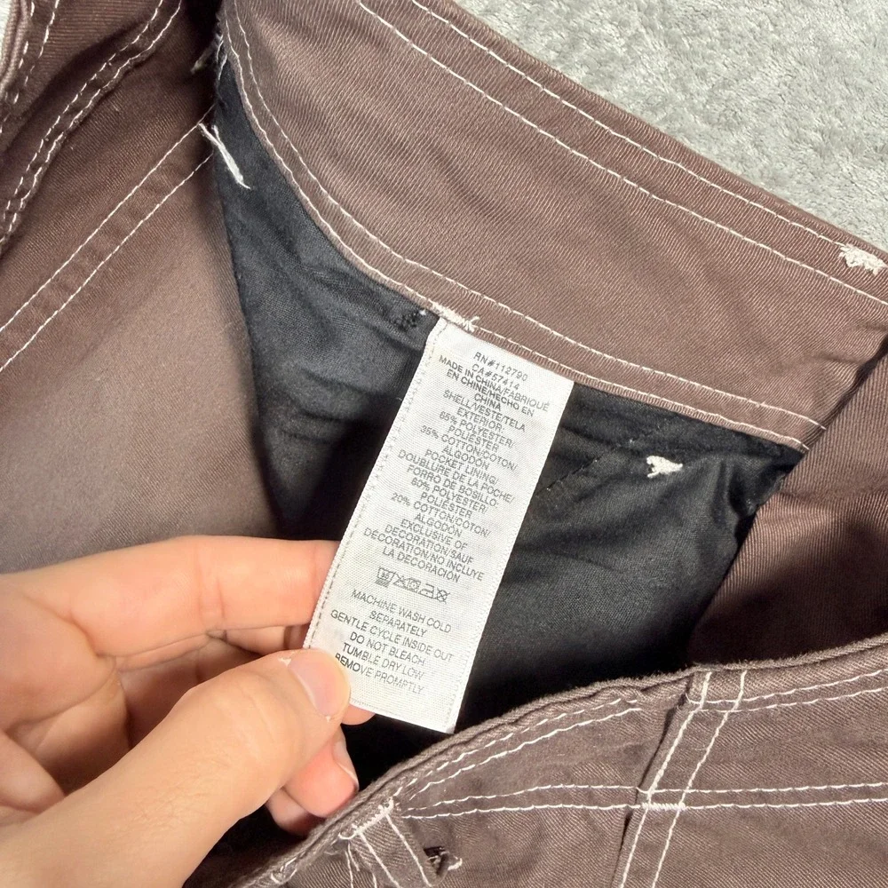 True Religion Mens 32x32 Cargo Pants Brown Contrast Stitch Straight Leg